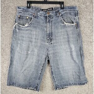 Koman Y2K Grunge Skater Baggy Jeans Faded Denim Jorts Denim Blue Mens Size 40
